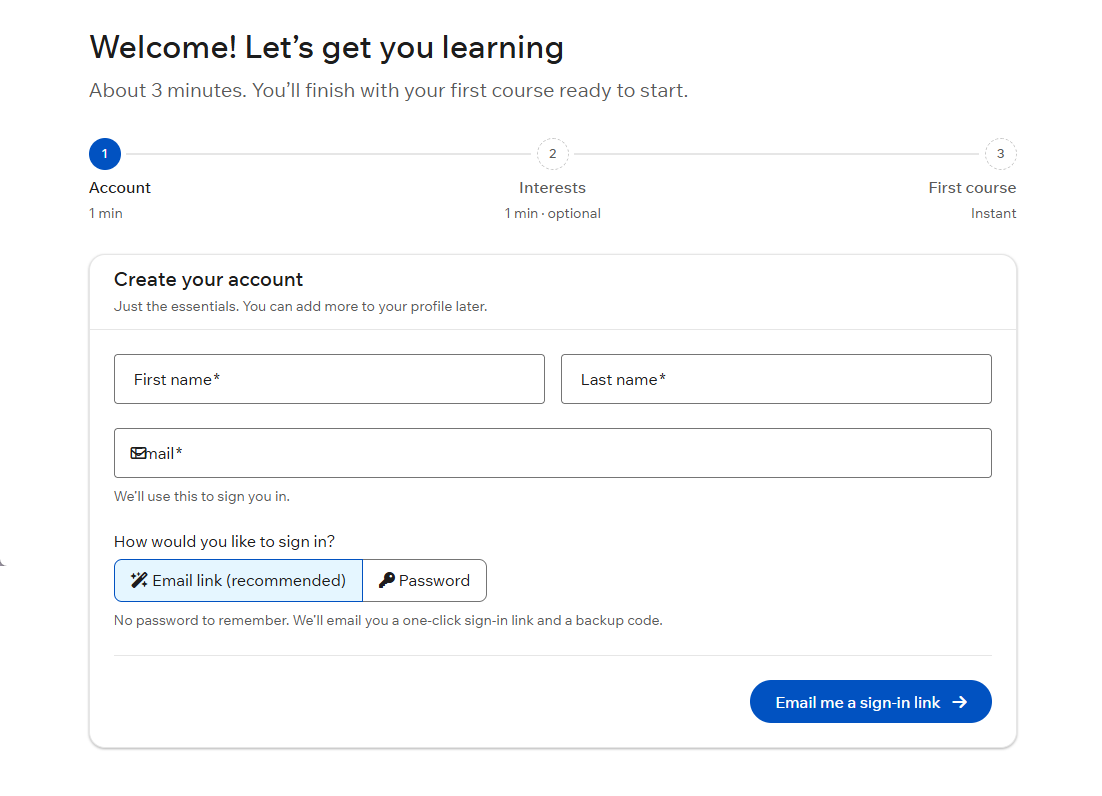 Step one: account setup